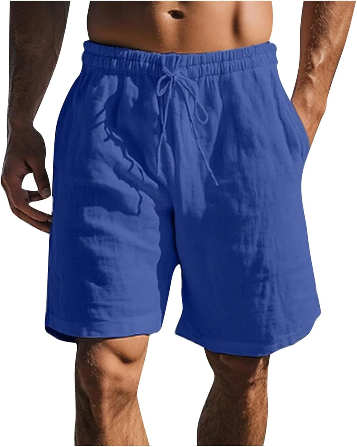 Шорты Active Cotton Linen Elastic Waist Drawstring Dark Blue