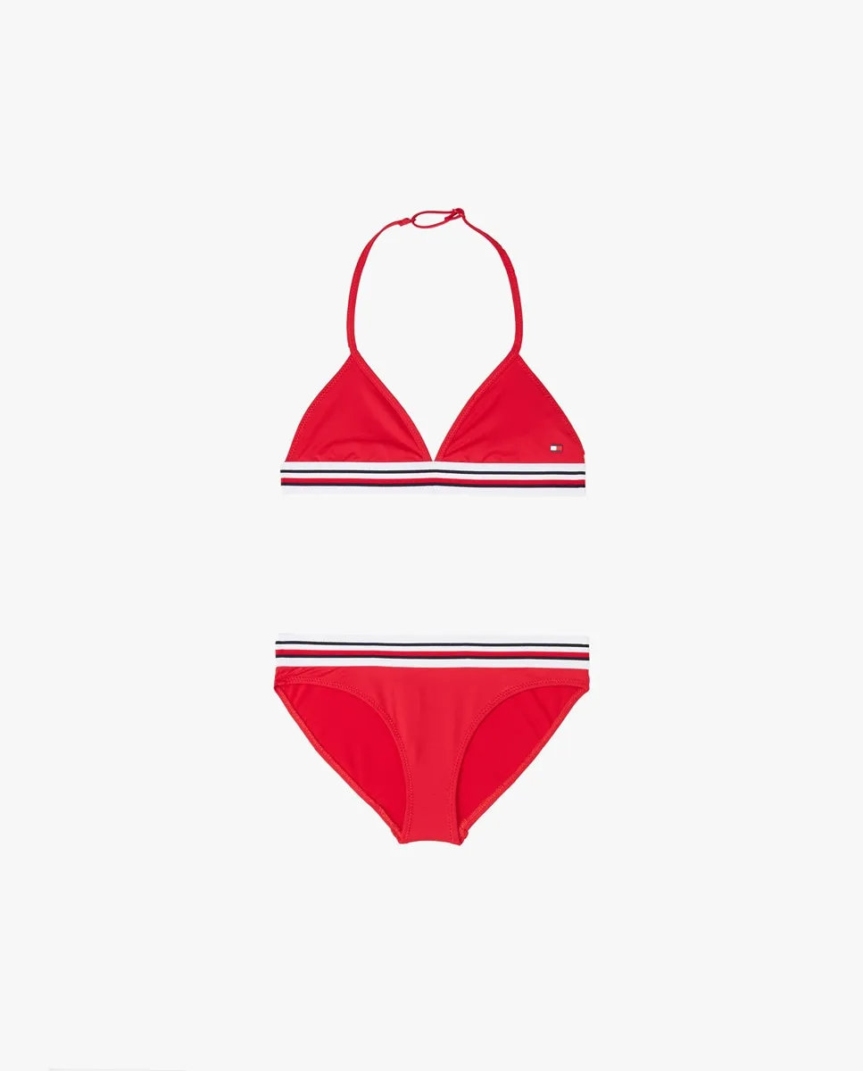 

Детский купальник для девочки с лямками и логотипом на груди Tommy Hilfiger, красный