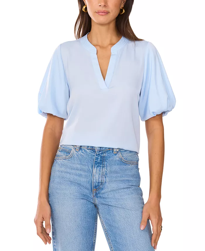 

Женская блузка с V-образным вырезом и короткими рукавами-фонариками Vince Camuto, синий
