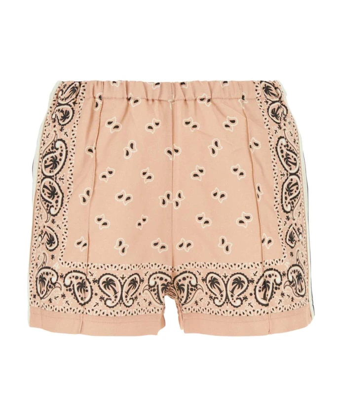 

Шорты с принтом из смесовой льняной ткани. Palm Angels, мультиколор