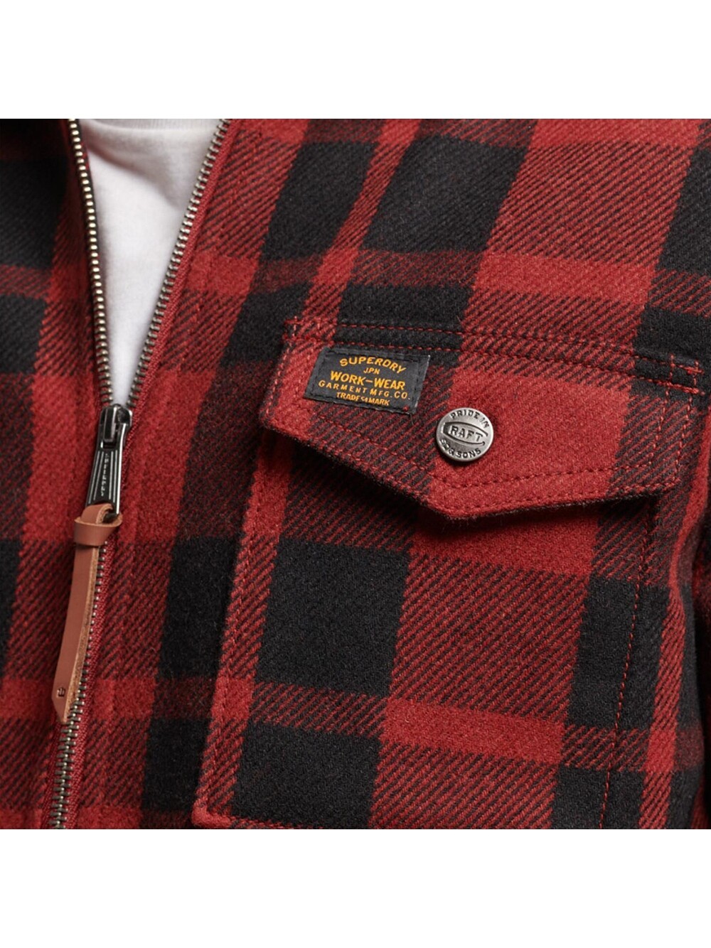 Майка с молнией и клетчатым узором Superdry, красный — фото 4