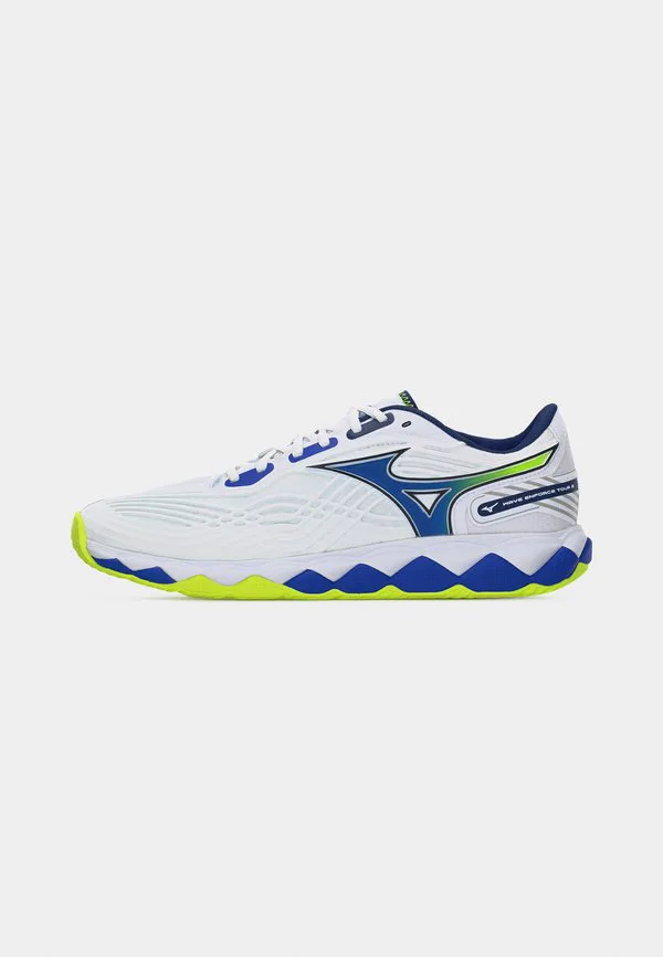 Теннисные кроссовки wave enforce tour 2 ac all-court Mizuno, White/Dazzling Blue/Lightning Yellow — фото 2