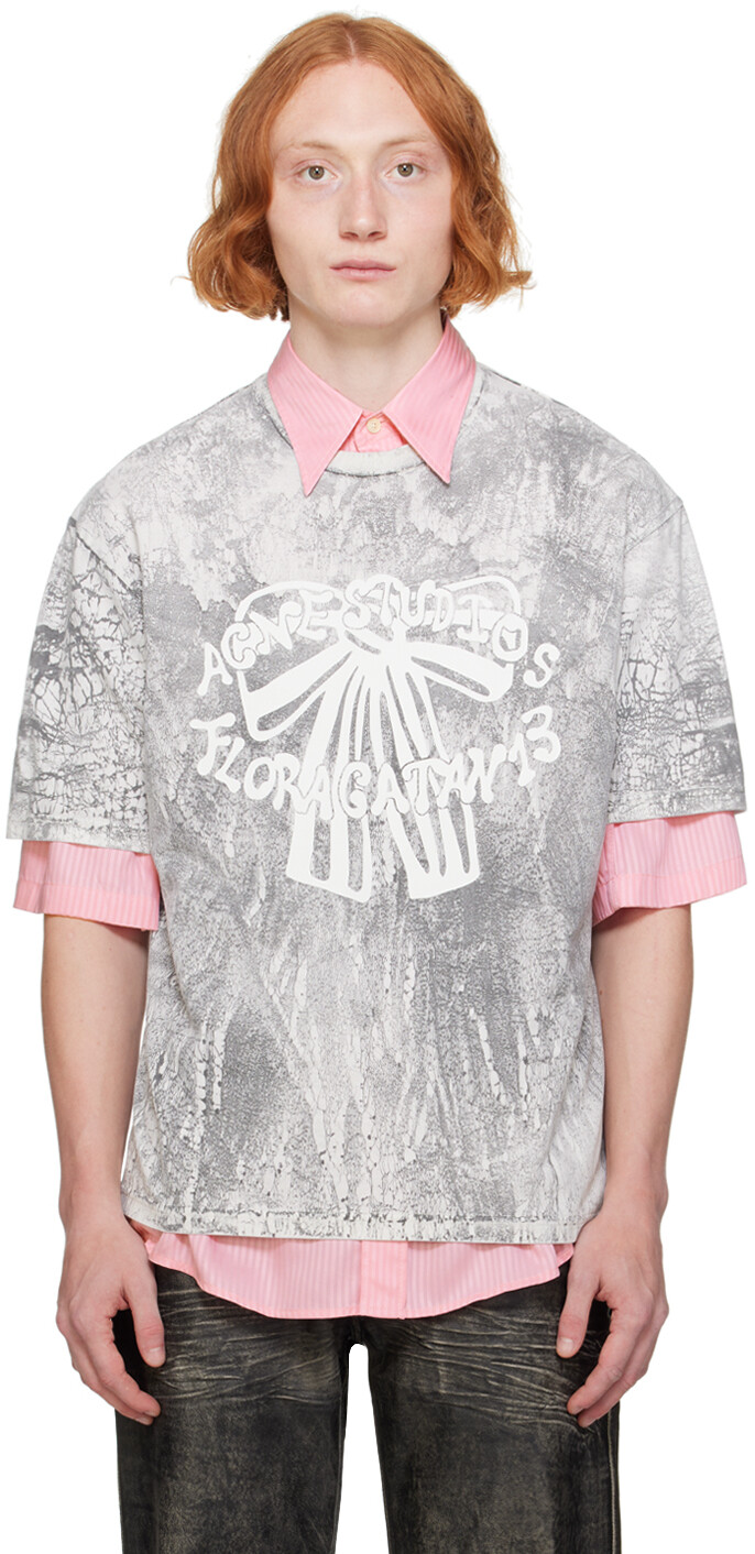 

Футболка с принтом серой штукатурки Acne Studios, Faded black