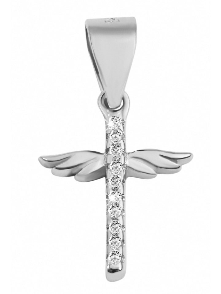 

Adeliás Женский кулон-крест с крыльями, изготовленный из серебра 925 пробы с кубическим цирконием в серебряной оправе