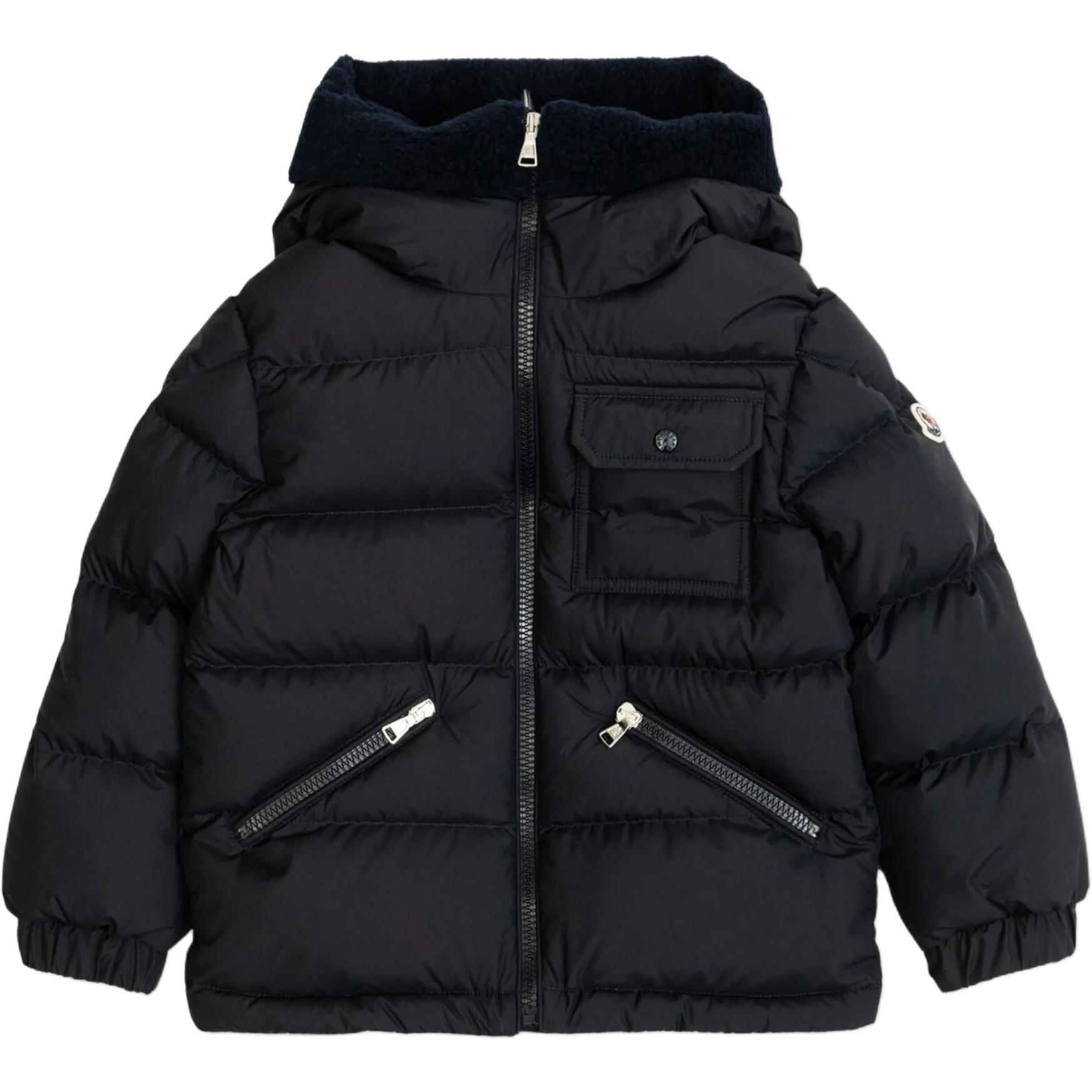 

Детская пуховая куртка с капюшоном Moncler, marine синий