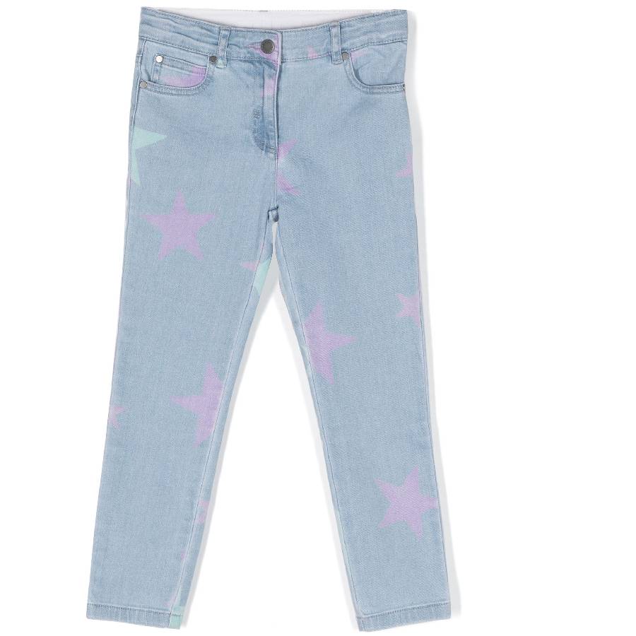 

Stella McCartney Девочки Джинсы из хлопка с принтом звезд, мультиколор
