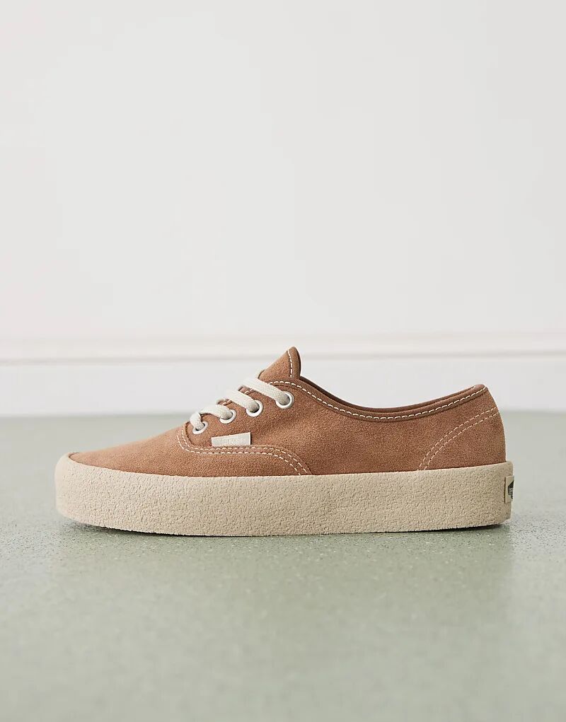 Замшевые кроссовки Vans Authentic средне-коричневого цвета с креповой подошвой — фото 2