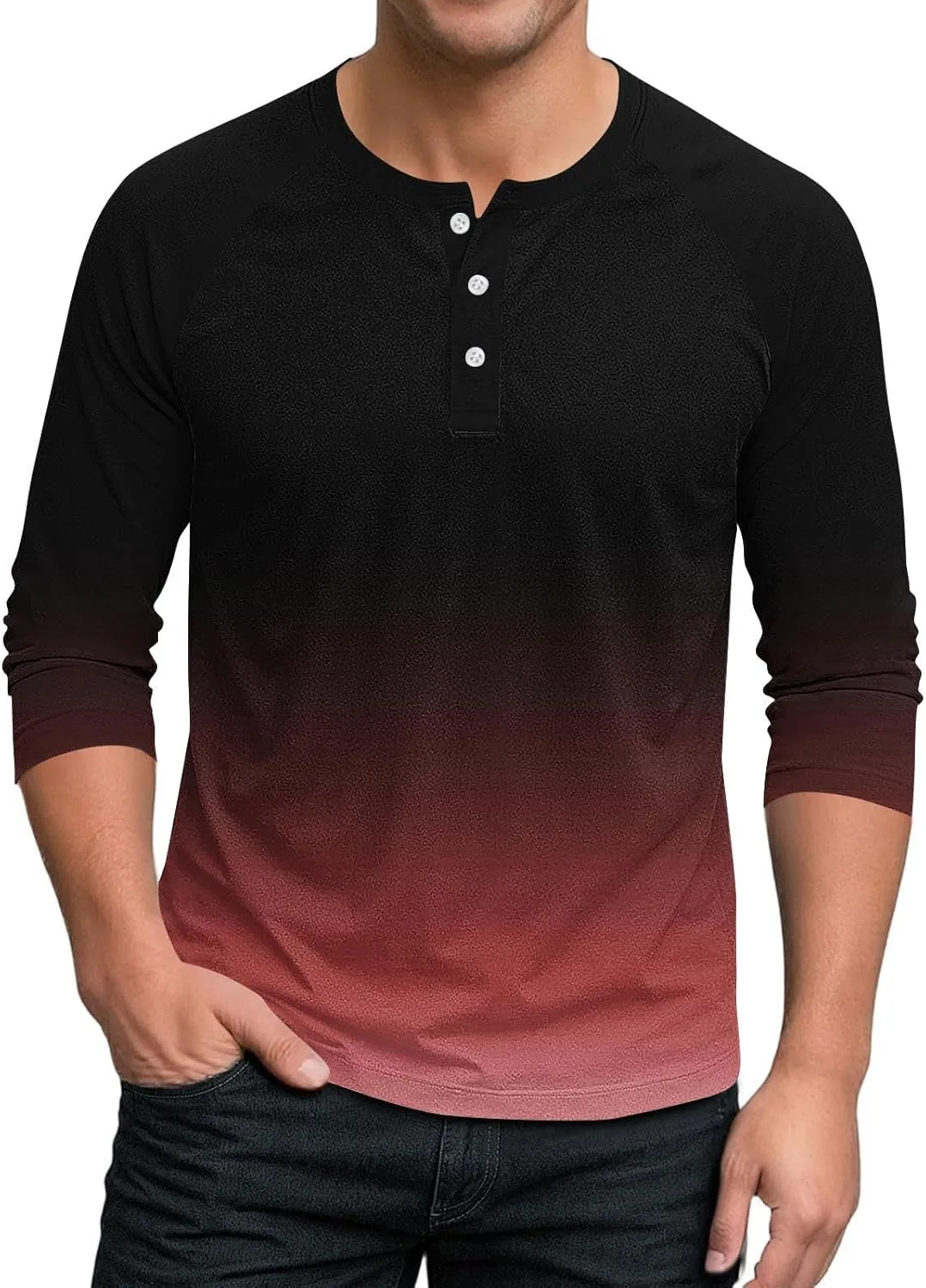 

Футболка для мужчин Ombre с длинным рукавом и пуговицами Xiaojmake