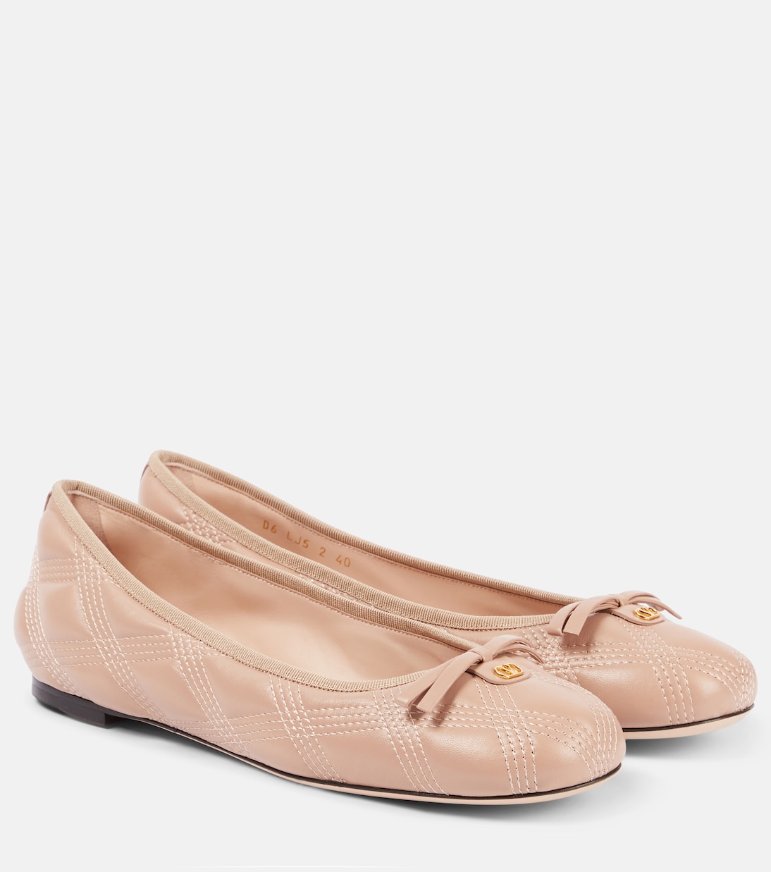 Кожаные балетки Quiltie Valentino Garavani, Rose Cannelle