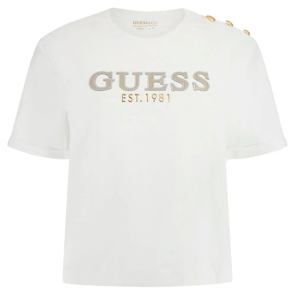 

Футболка с коротким рукавом Guess Cn Cropped Washed Logo, белый