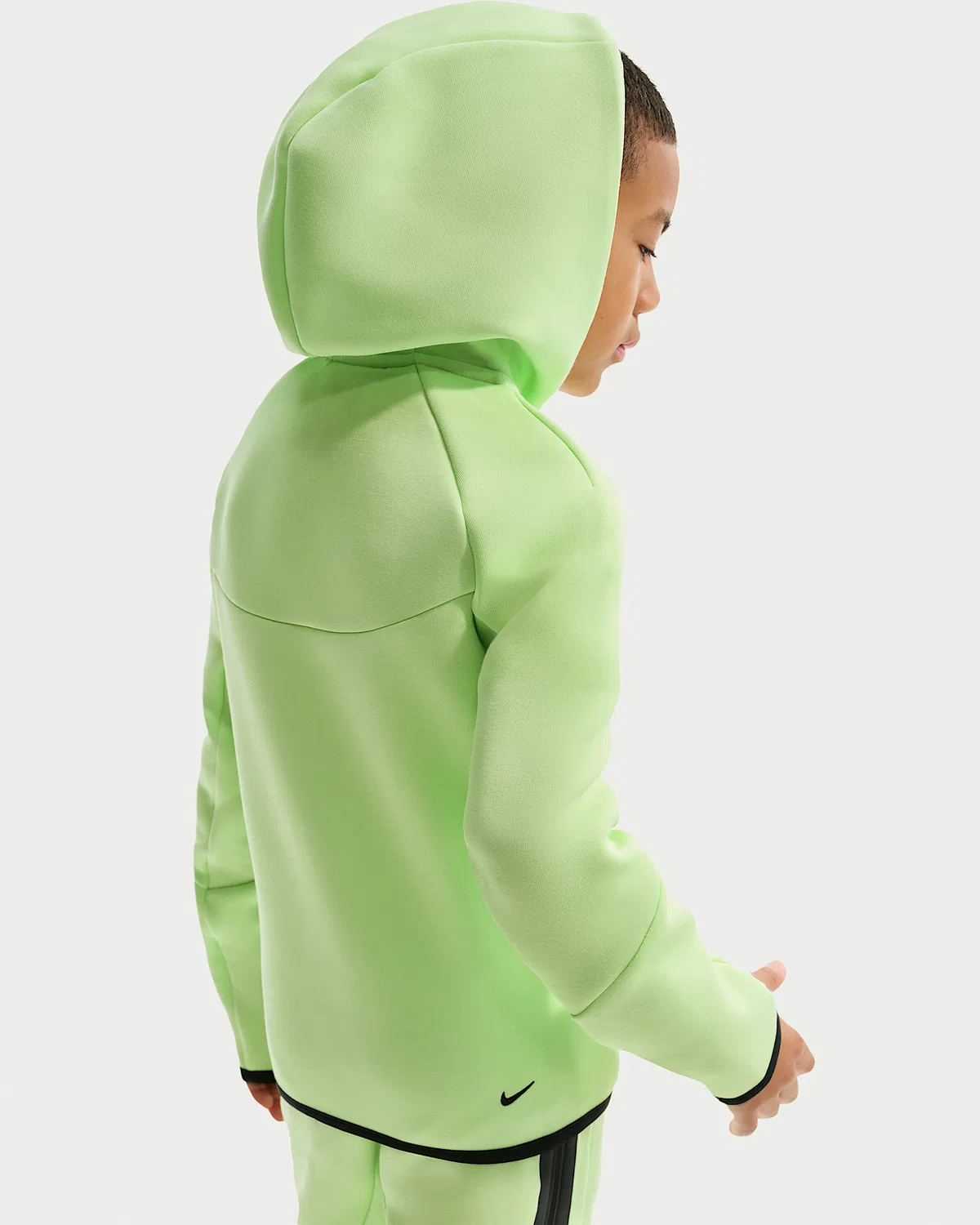 Детская худи Nike Sportswear Tech Fleece на молнии, Light Liquid Lime/Black/Black — фото 2