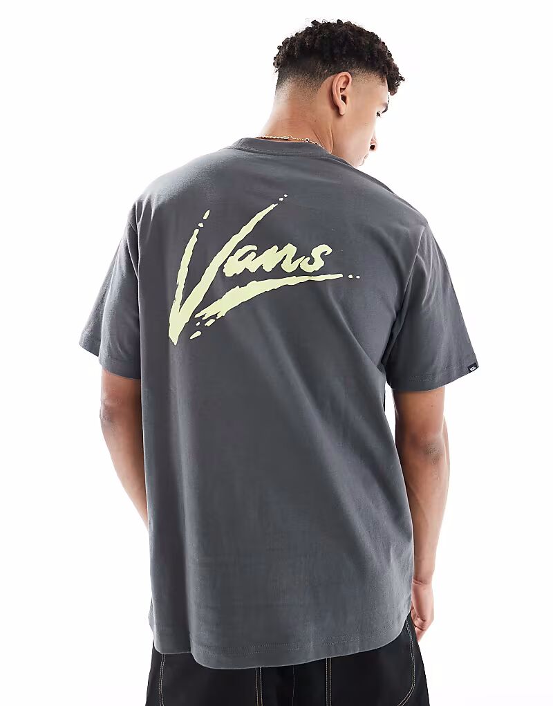 

Vans Brush Script свободная футболка с короткими рукавами в цвете асфальт/салатовый