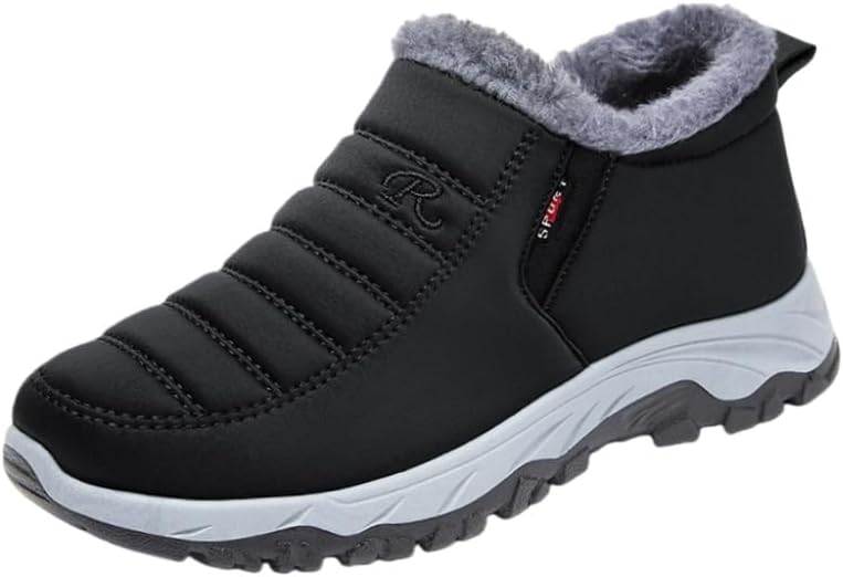 

Удобные толстые и теплые мужские хлопковые ботинки - мягкая и приятная к коже внутренняя подкладка, водонепроницаемый верх. Подходят для повседневного использования на улице для людей среднего и пожилого возраста. Для прогулок Fmshi, черный