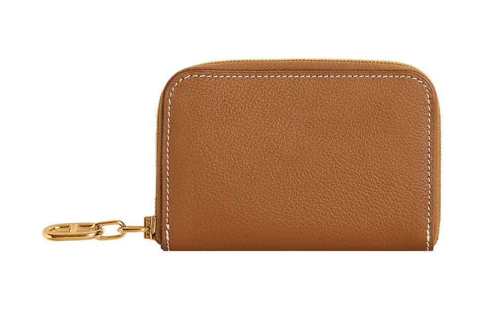 

HERMES Мини-держатель для карт Evercolor из телячьей кожи, размер 37, золотисто-коричневый