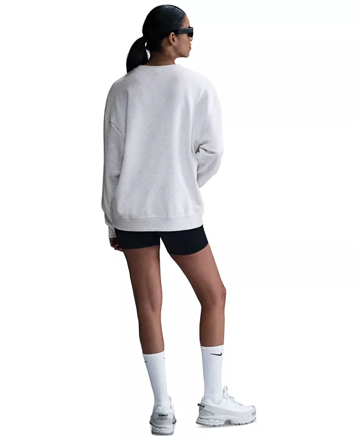 Спортивная одежда для женщин: свободный худи Club Fleece с круглым вырезом Nike, серый — фото 3