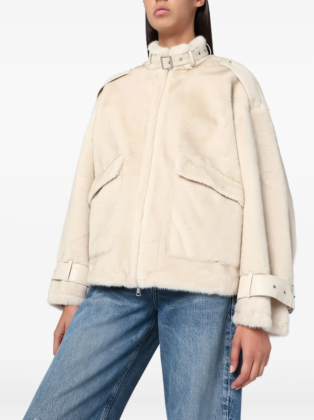 

Куртка из искусственного меха с пряжками Swd By S.W.O.R.D., нейтральный