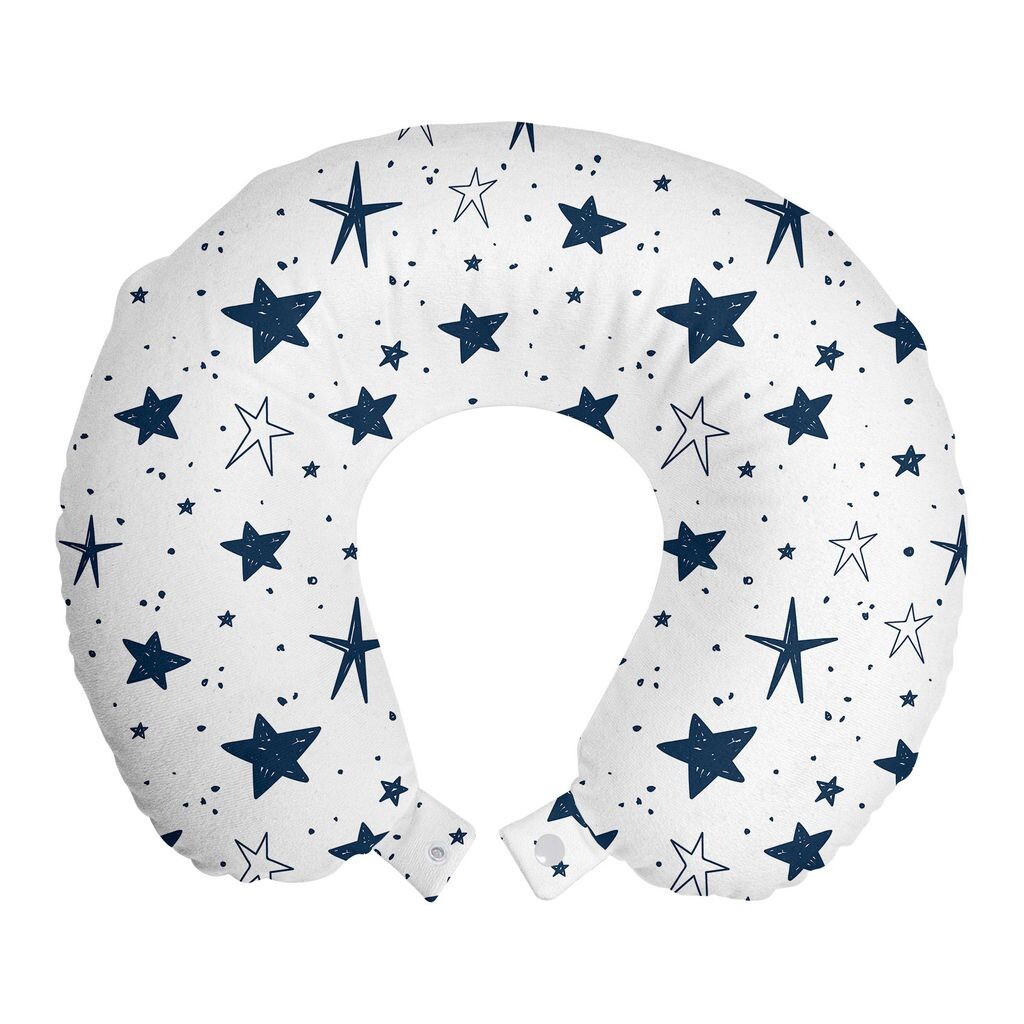 

ABAKUHAUS Doodle Подушка для путешествий, поддержка шеи, Stars Little Spots Sketchy, пенопластовые дорожные принадлежности для самолета и автомобиля, 30x30 см, Темно-фиолетовый, синий, белый