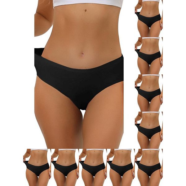 

10 пар трусиков для женщин без подкладки, удобное белье без швов, эластичный пояс Inspire Chic, Black