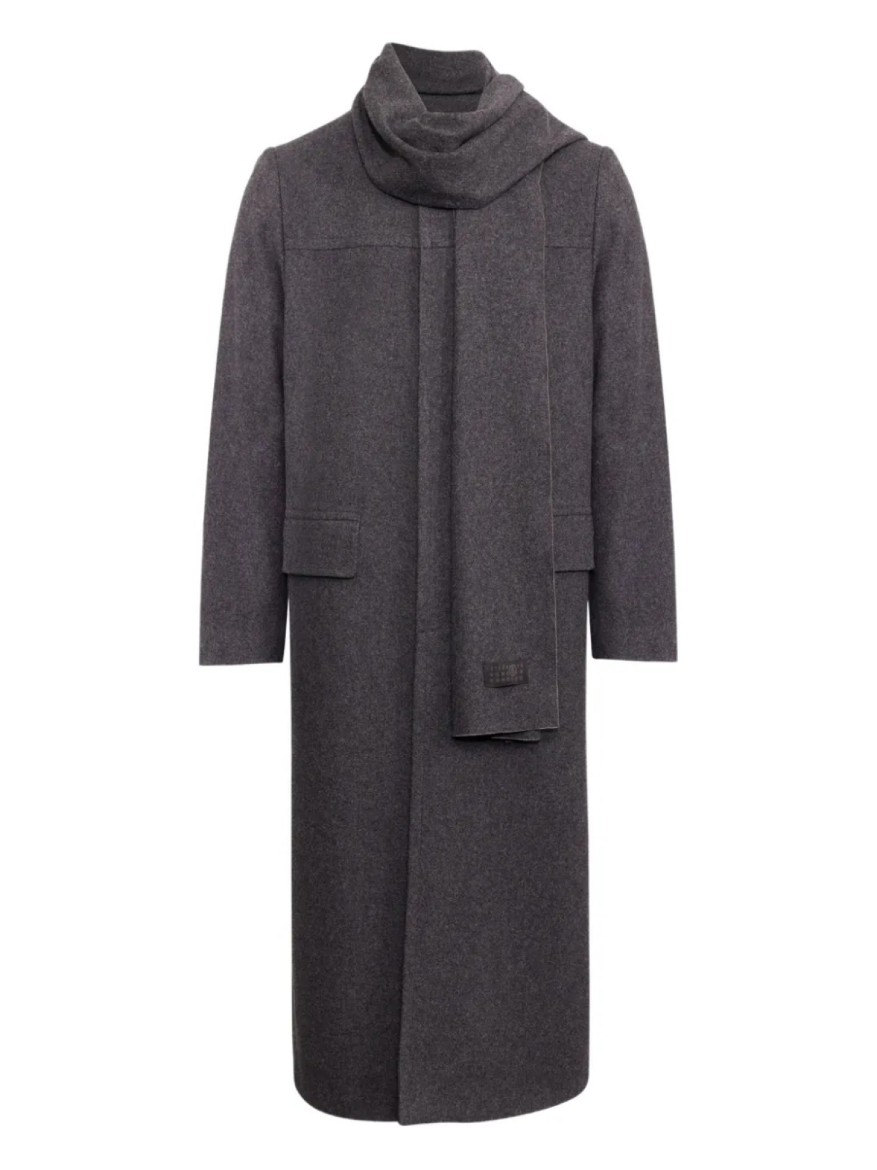 

MM6 Maison Margiela длинное пальто с шарфом, серый
