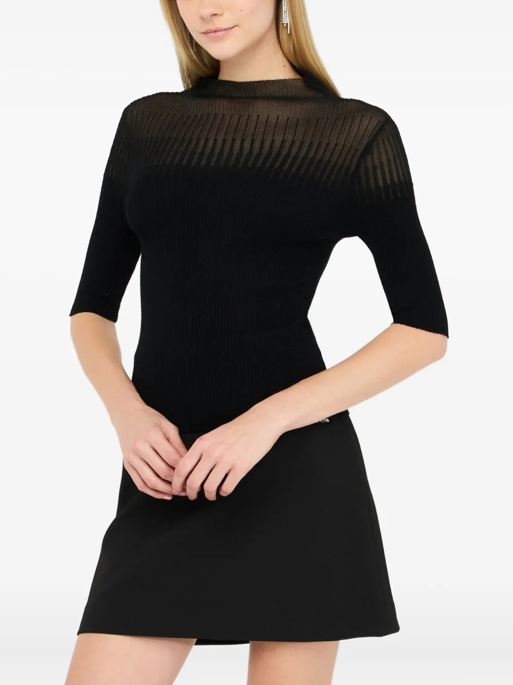 

Топ в рубчик с высоким воротником LIU JO, черный