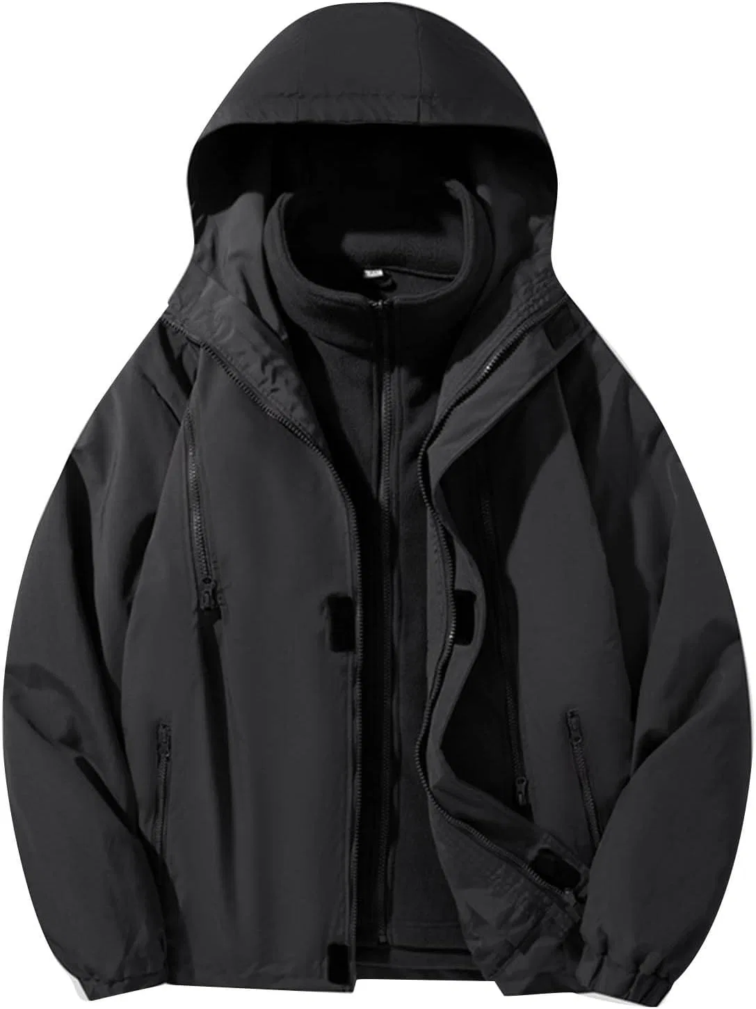 Мужская легкая куртка Casual с капюшоном Softshell Windbreaker Waterproof дождевик для походов, путешествий и велоспорта Generic, черный