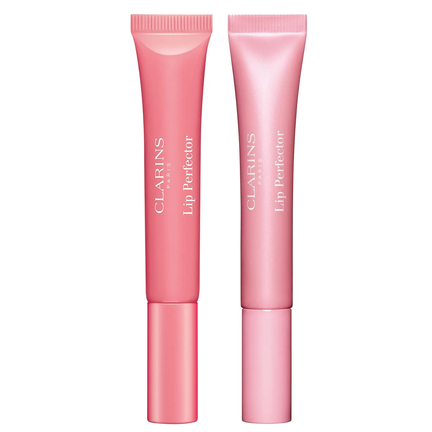 Clarins Lip Perfector, 01 Rose Shimmer и 21 Soft Pink, набор из 2 блесков для губ с уходом