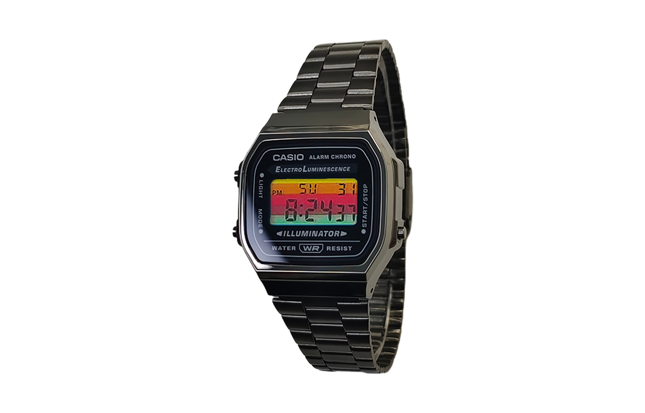

CASIO Часы Vintage A168, Black Dial Multicolor Horizontal Stripes
