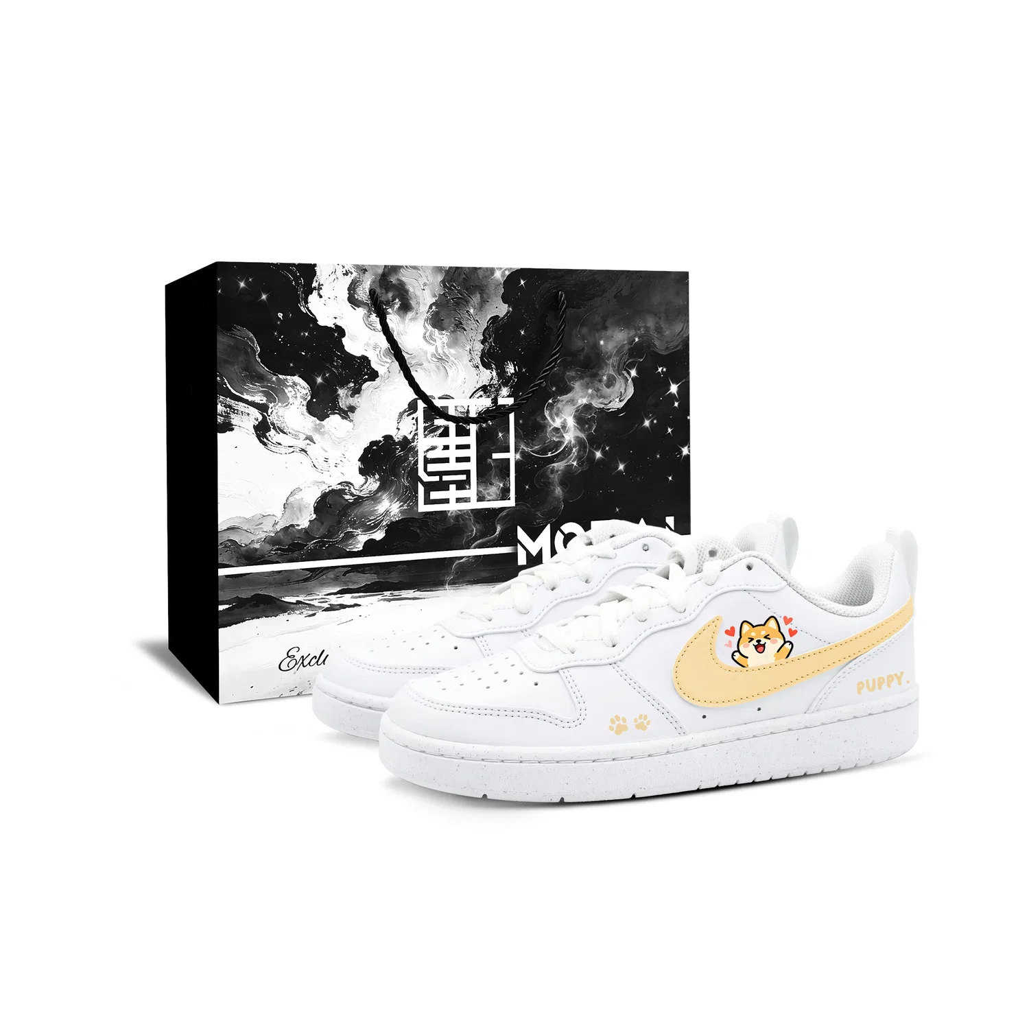 Кроссовки детские Nike Court Borough Shiba Inu Yellow White