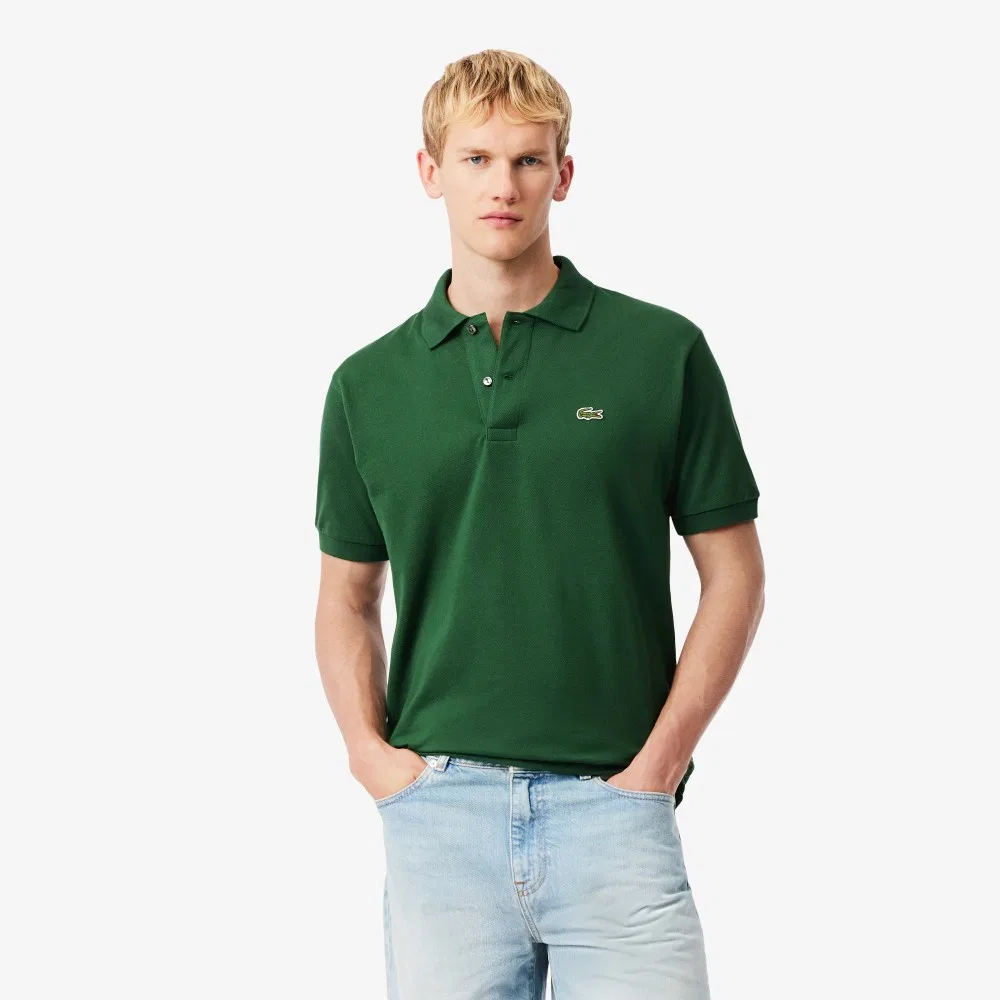 Рубашка-поло Lacoste Classic Fit мужская, с коротким рукавом, хлопок 100%, зеленый