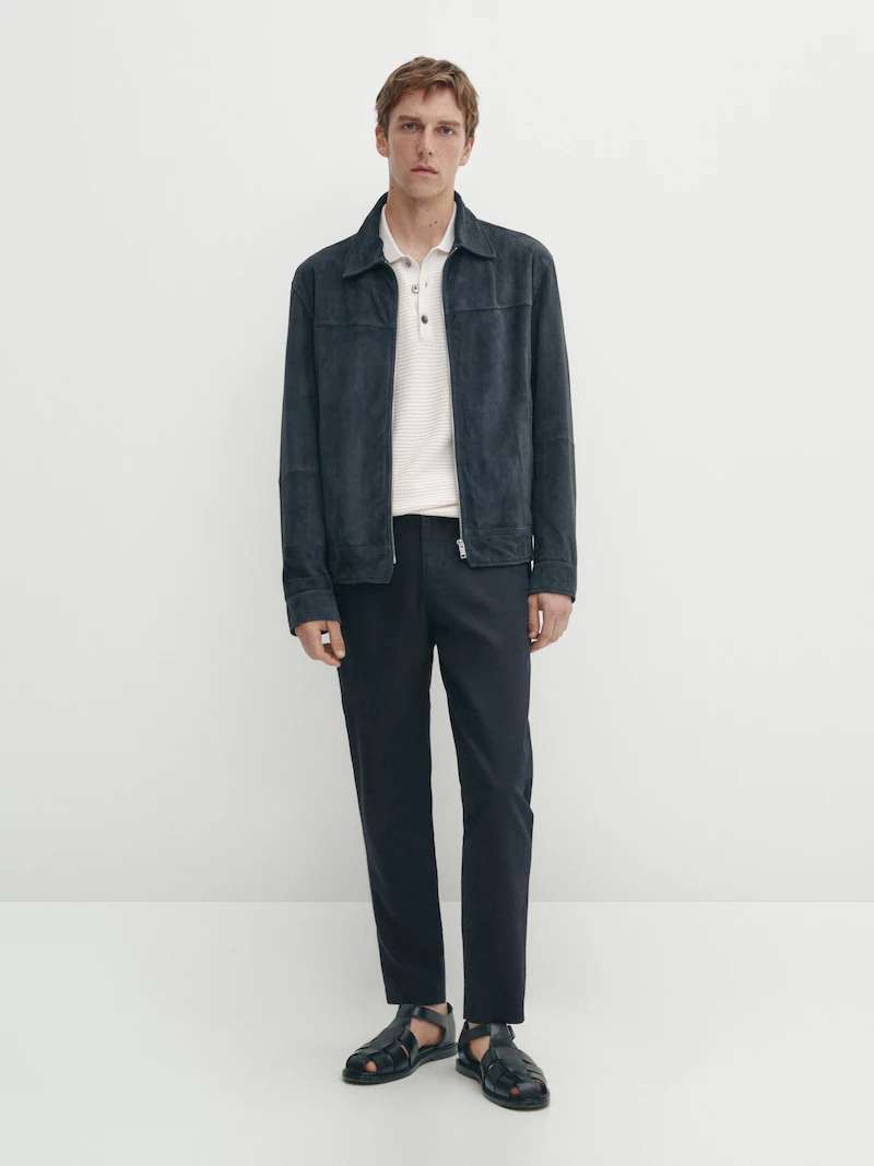 

Зауженные брюки из смесового хлопка Massimo Dutti, синий