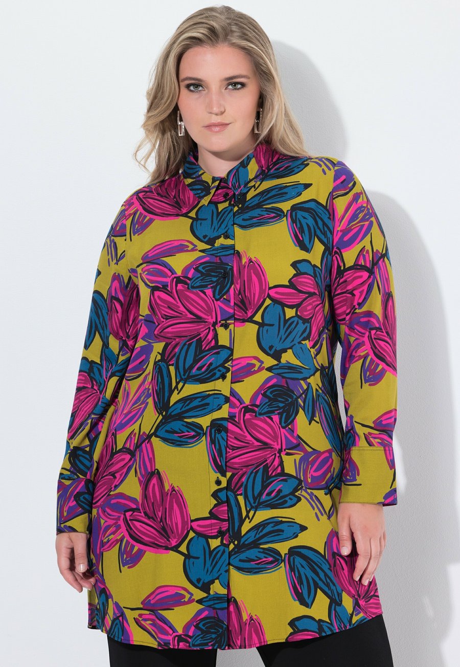 

Блуза Ulla Popken LIVELY FLORAL LONG SLEEVE , Pale Yellowy Green/Light Green