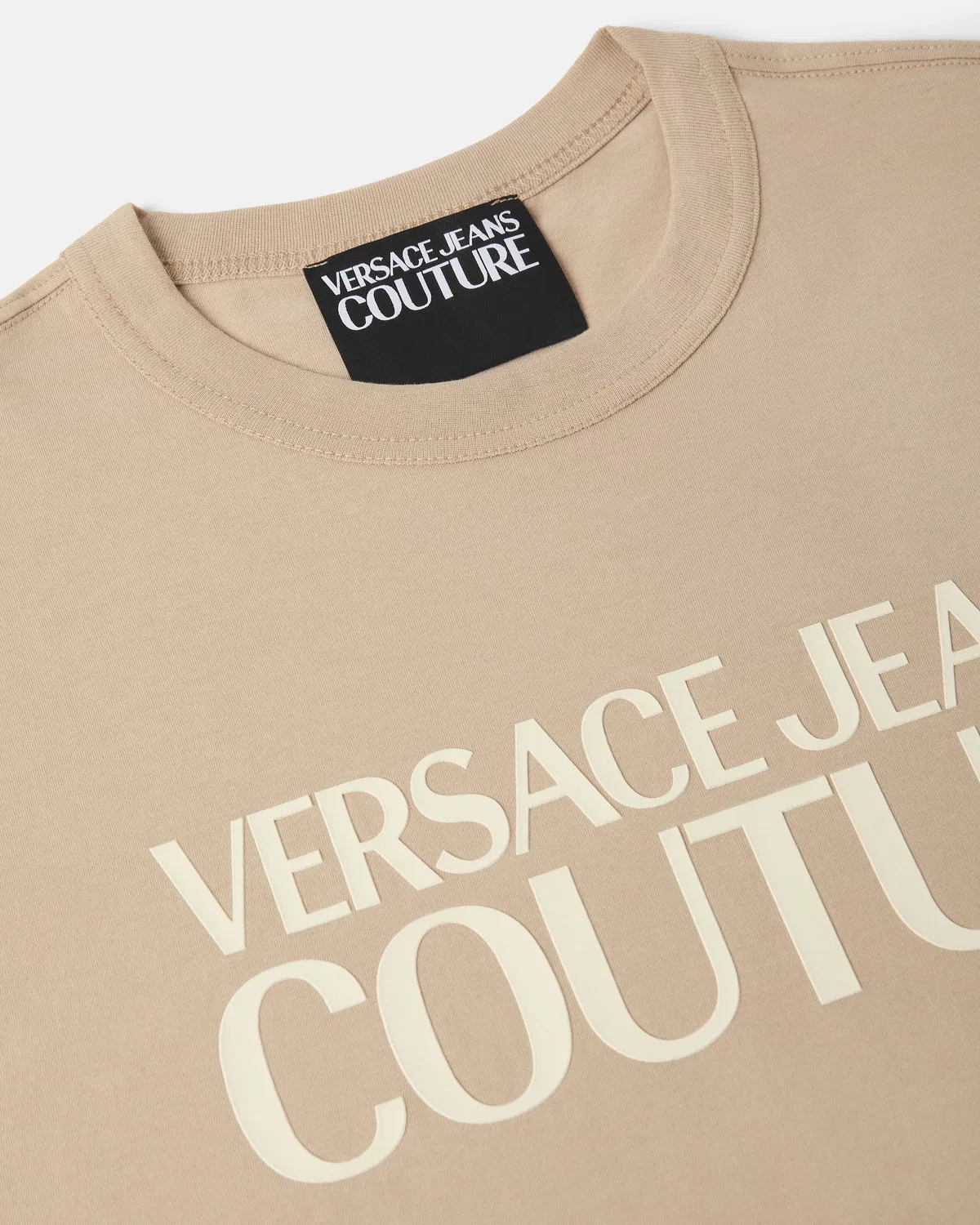 Футболка из хлопкового джерси с принтом VERSACE, бежевый — фото 3