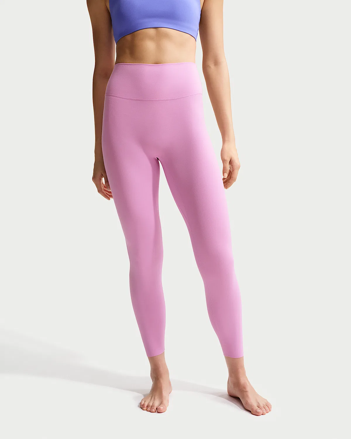 Женские леггинсы Nike Zenvy с высокой талией 7/8, без переднего шва, Light Magenta/White — фото 2