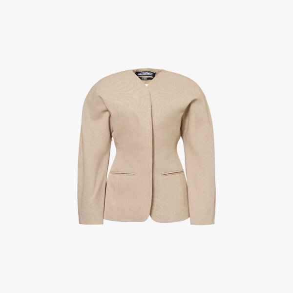 

Однобортный тканый пиджак Ovalo Jacquemus, бежевый