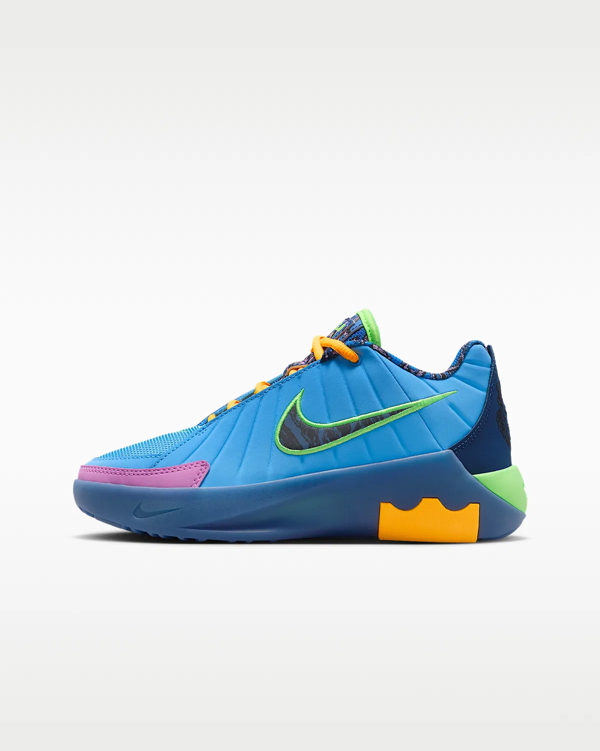 Детские баскетбольные кроссовки LeBron Witness 9, University Blue/Midnight Navy/Lime Blast/Black