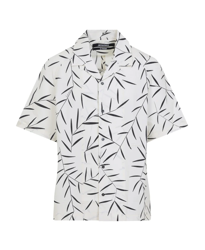 

Нейтральная хлопковая рубашка с коротким рукавом Jacquemus, бежевый