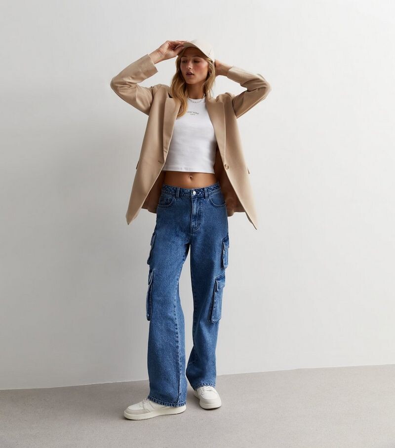 

Синие джинсы карго со средней посадкой New Look, синий