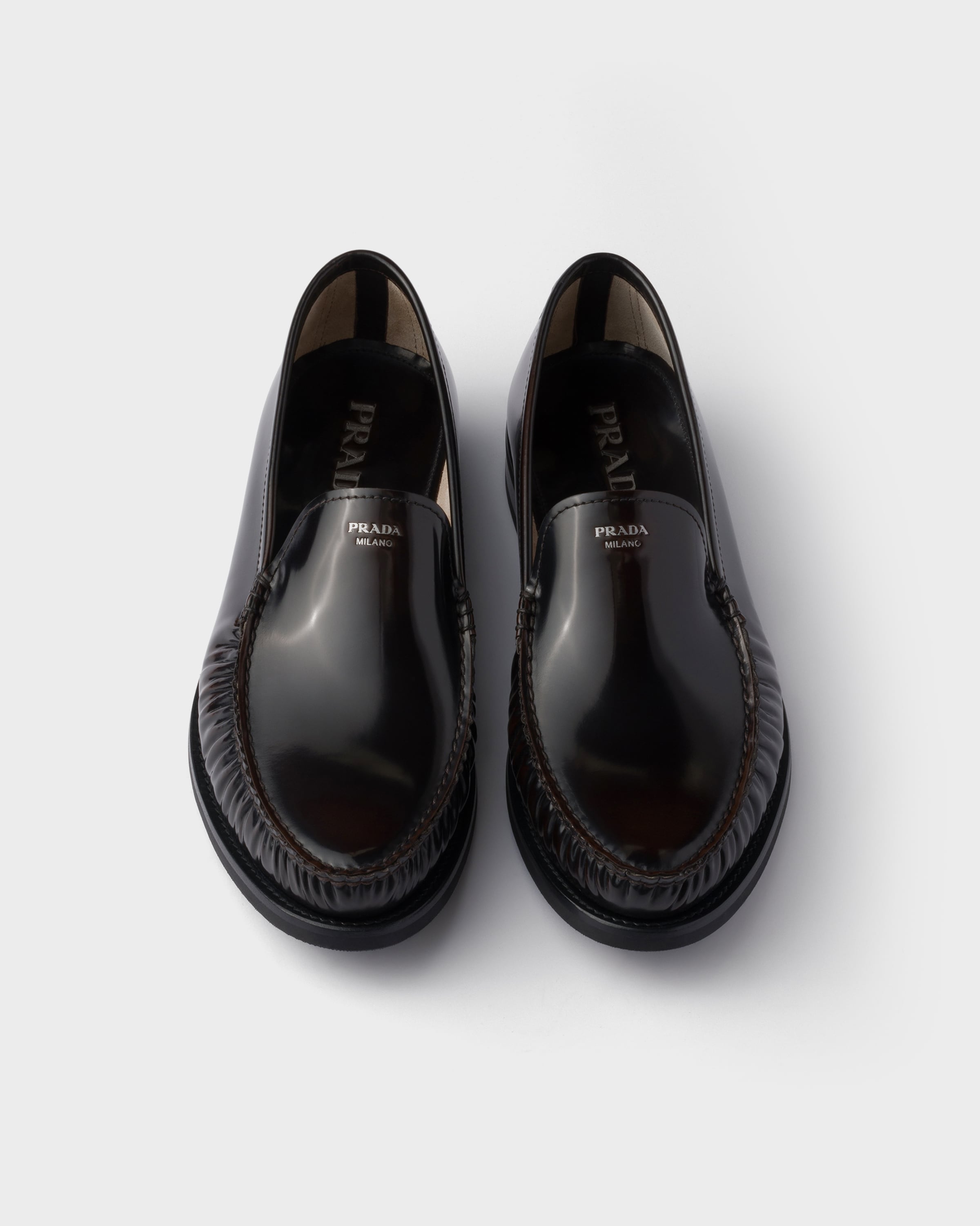 Лоферы из полированной кожи Prada, сиенна — фото 4