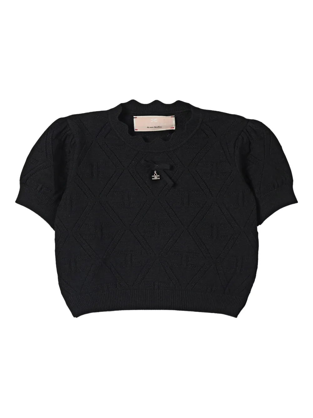 

Топ с объемными рукавами и узором Elisabetta Franchi Kids, черный