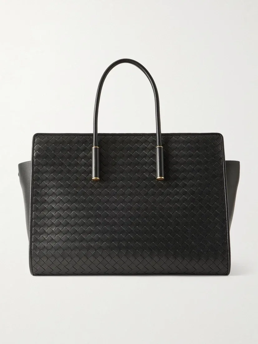 Кожаная сумка-тоут Barbara Intrecciato BOTTEGA VENETA, черный
