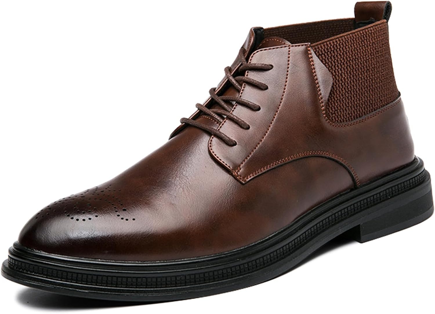 

Мужские Ботинки Oxford Chukka Lossarye, стильные кожаные повседневные высокие ботинки дерби на шнуровке для работы и бизнеса, коричневый