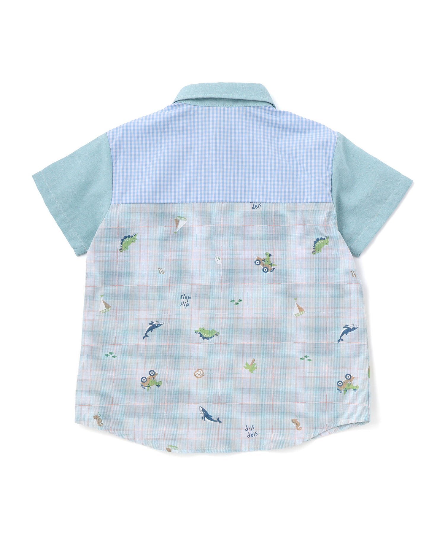 Рубашка из шамбре в клетку и полоску (80–130 см) SLAP SLIP, Green — фото 4