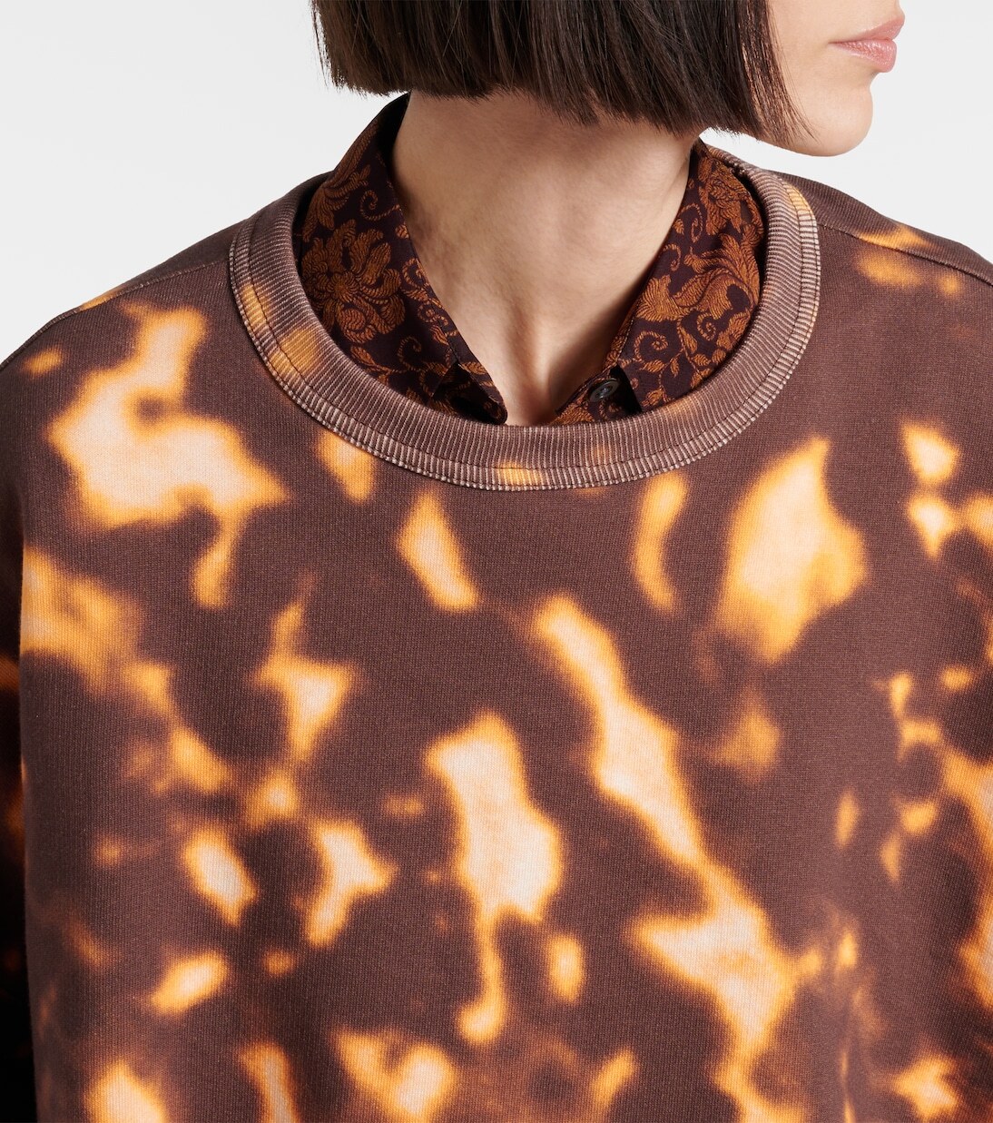 Хлопковая толстовка с принтом и сборками Dries Van Noten, Amber — фото 4
