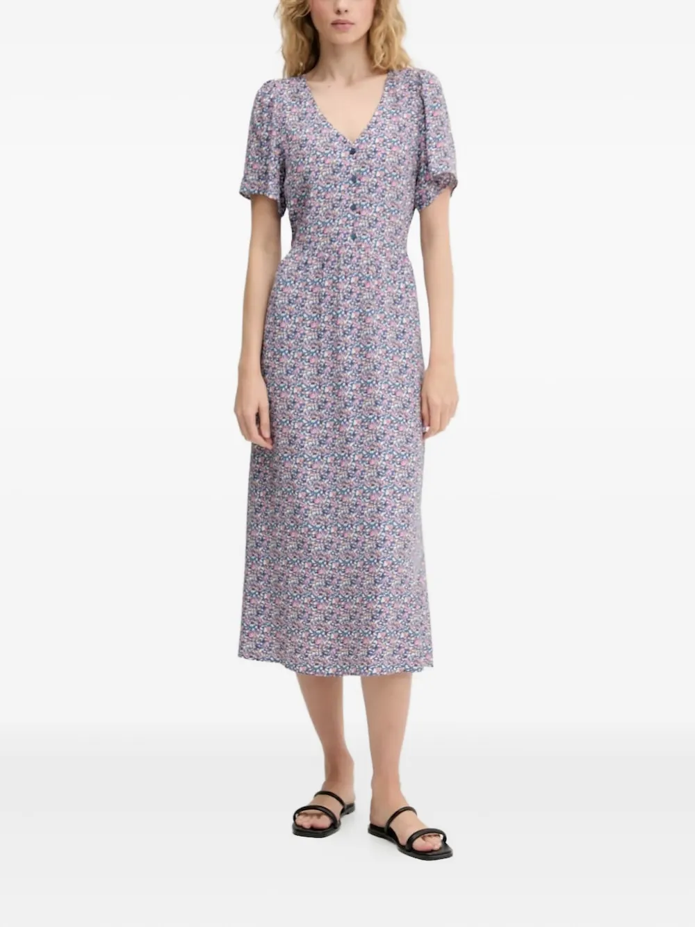 

Платье миди на пуговицах с цветочным принтом Marc O'Polo, синий