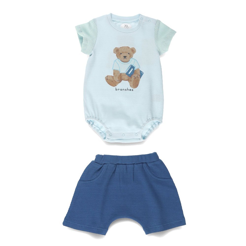 Комплект из вафельного комбинезона и брюк Branshes, blue — фото 2