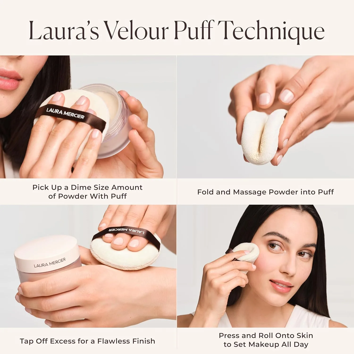 Laura Mercier Translucent Loose Talc-Free Setting Powder Ultra-Blur в оттенке Translucent: натуральный и размывающий финиш, с гиалуроновой кислотой, для очень светлого и среднего тона кожи + набор с велюровой пуфф — фото 2