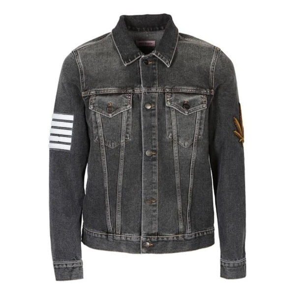 

Куртка palm tree print washed denim jacket 'black wash' Palm Angels, черный