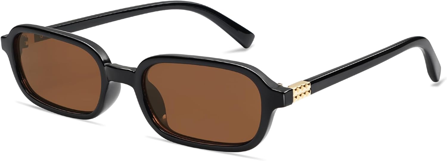 

Винтажные прямоугольные солнцезащитные очки для женщин в стиле ретро 2026 года, модные, забавные, маленькие, в стиле 90-х, квадратные солнцезащитные очки AP3698 Appassal, C3 Black/Brown