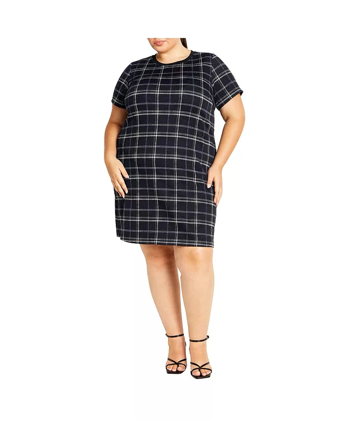 

Мини-платье Love Shift размера плюс в клетку CITY CHIC, синий
