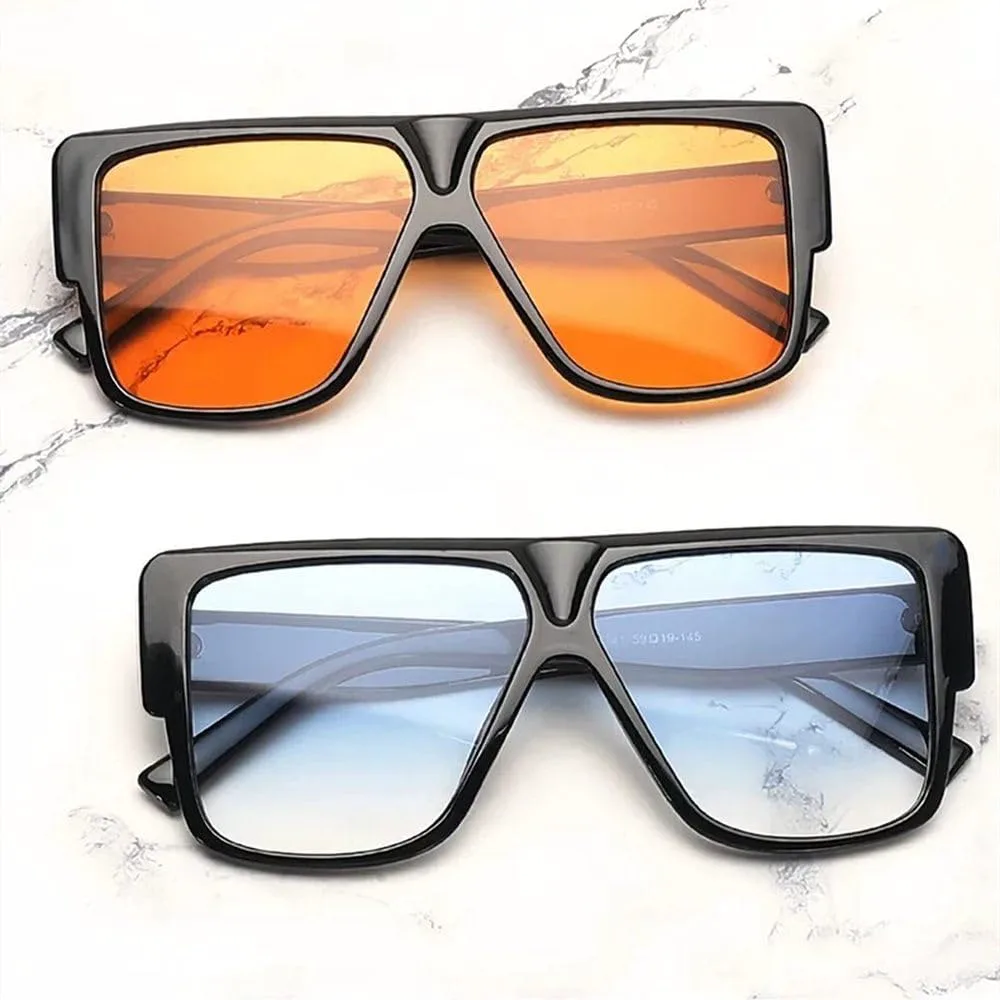 

Модные солнцезащитные очки большого размера для женщин в стиле ретро с градиентом, черно-оранжевые оттенки, защита от ультрафиолета UV400 MTZJH, Black Black
